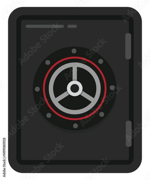 Fototapeta Black metal safe flat icon isolated on white background.