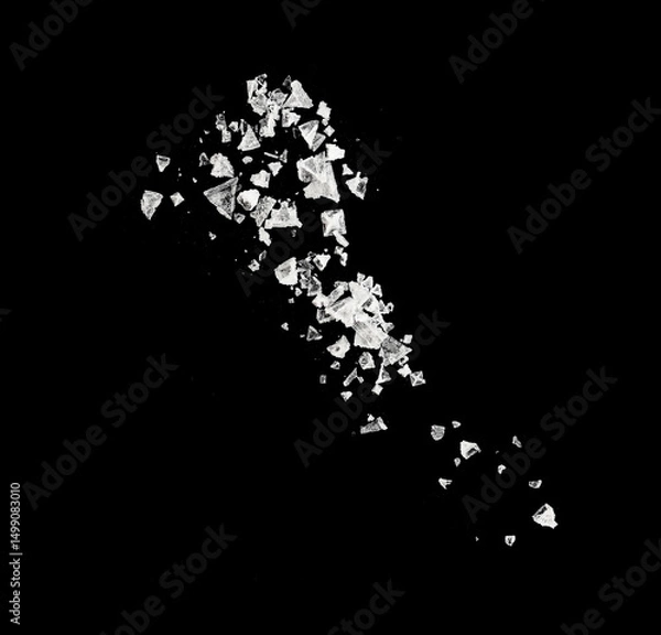 Obraz Close-up of falling salt crystals isolated on black as texture