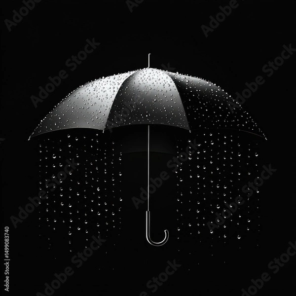 Obraz Wet umbrella on black background