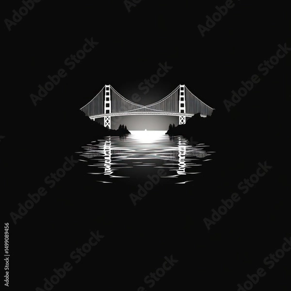 Obraz Silhouette of a bridge over water at dawn
