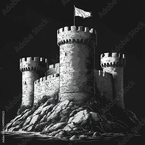 Obraz Medieval fortress perched on a rocky outcrop
