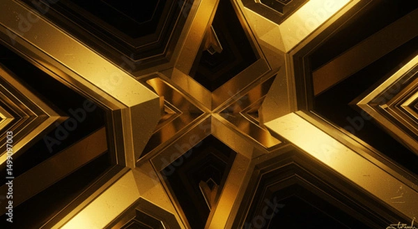 Obraz Golden Geometric Abstraction: A Luxurious Descent into Structured Formality and Metallic Brilliance for Modern Visual Projects