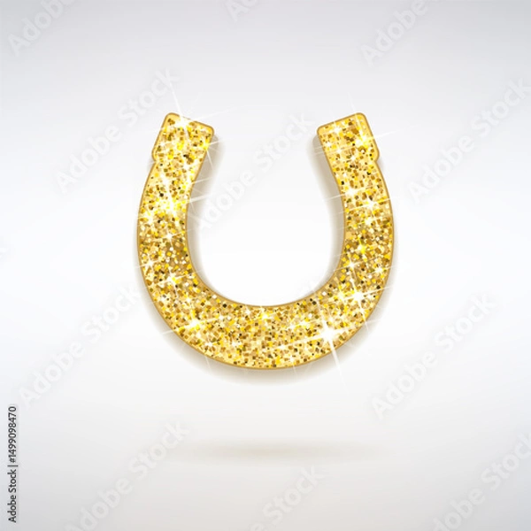 Obraz Golden Shining Horseshoe Made of Gold Glitter