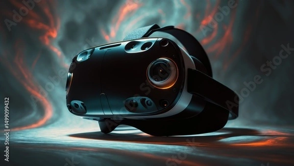 Fototapeta futuristic virtual reality headset with immersive design in dark vibrant background