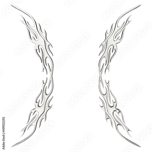 Obraz Tribal chrome shape 3D render on transparent background
