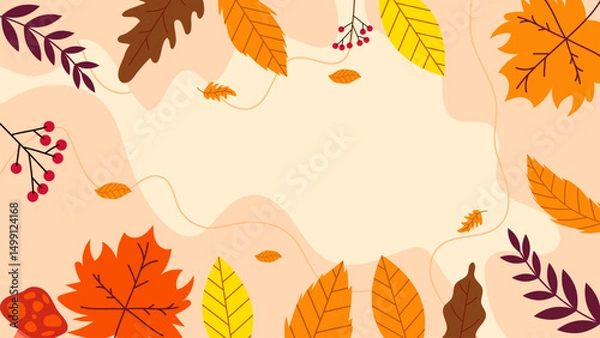 Fototapeta Auntum Leaf  Illustration Flat Background 