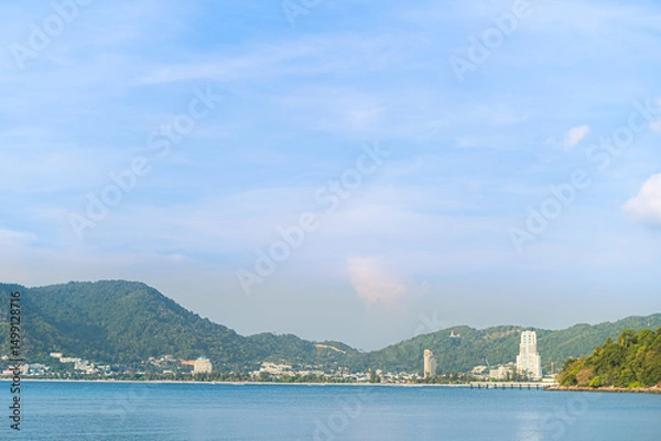 Fototapeta Afternoon sky with clouds, background on the beach near Patong.