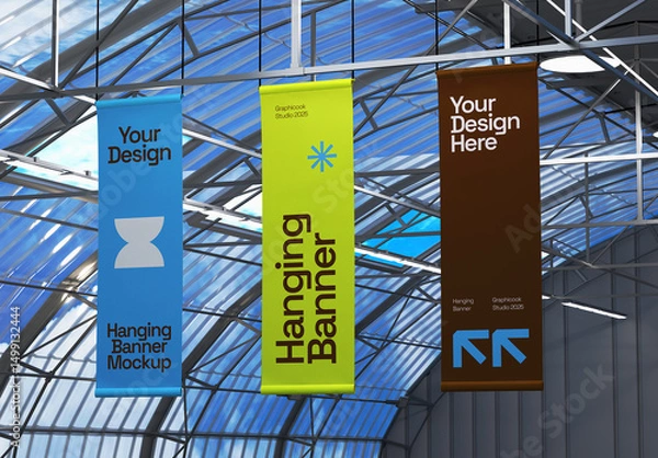 Obraz Ceiling Hanging Banner Mockup