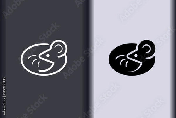 Obraz Vector rat, mouse minimal flat icon simple concept design. Curve line and object shape creative logo design isolated on background.