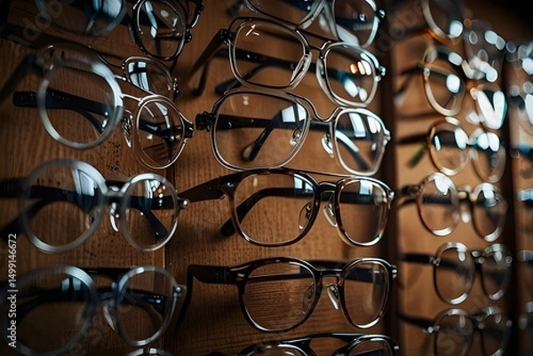 Obraz Clear Pixel Picture of Stylish Sunglasses Display Rack for Trendy Eyewear Presentation.generative.ai