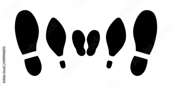 Fototapeta Black Footprints of Father, Mother, Child