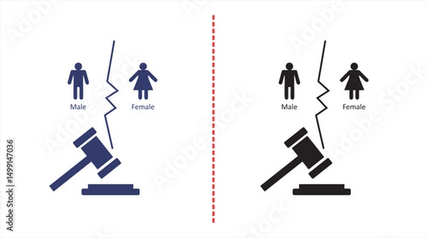 Obraz Divorce icon. Linear vector illustration from law and justice collection. Outline divorce icon vector. Thin line symbol for use on web and mobile apps, logo, print media. court 
