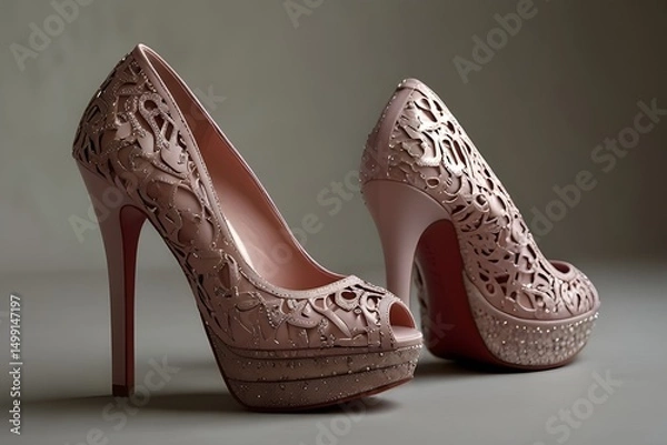 Obraz Elegant pink Leather High Heels: A Stylish Footwear Choice.generative.ai