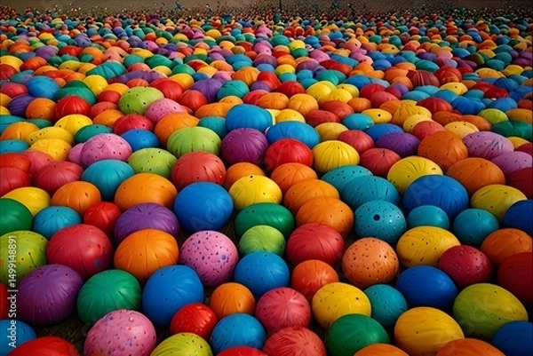 Obraz close up of colorful candies, Colorful Assorted Candies Gummy Jellies Lollies and Fudge Top Down.generative.ai