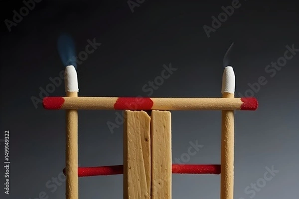 Obraz matches on a white background, match stick around burnt match stick.generative.ai