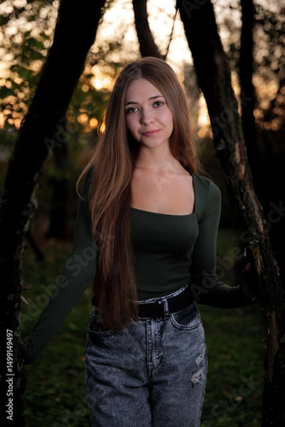 Obraz sunset portrait in the forest