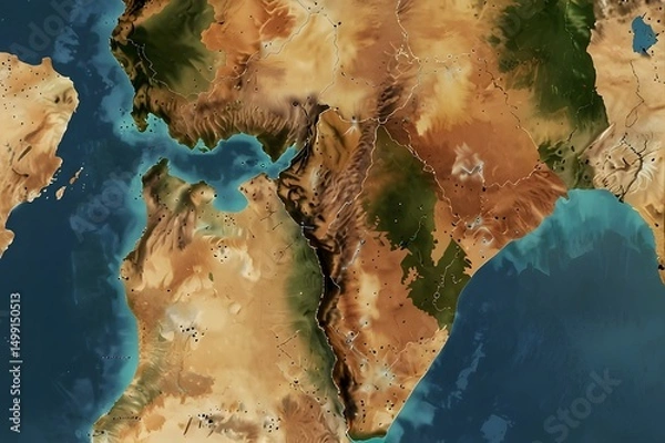 Obraz World map over forest, earth tones, nature blend, tranquil atmosphere.generative.ai
