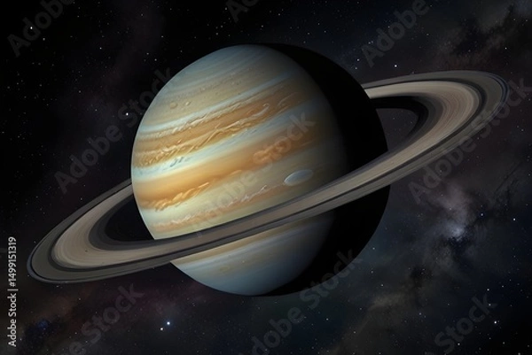 Obraz Saturn rings space planet cosmic background astronomy.generative.ai