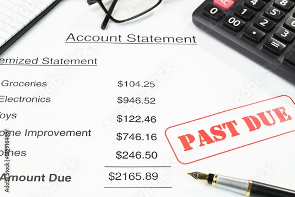 Obraz Credit card past due statement with outstanding payment.