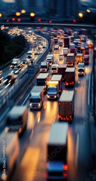 Obraz Busy highway at night, blurred motion