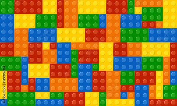 Fototapeta Colorful building blocks toy seamless pattern vector