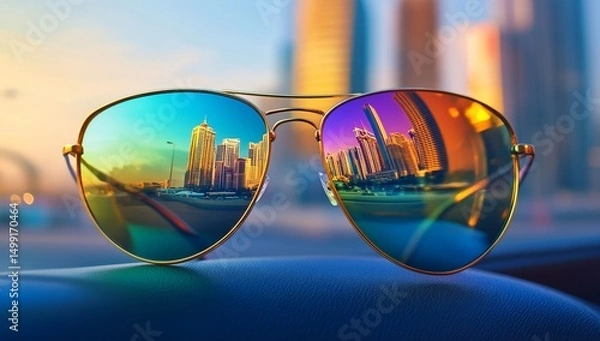 Obraz Cityscape reflection in sunglasses.