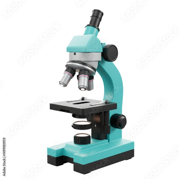 Fototapeta Modern teal microscope for scientific exploration