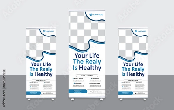 Obraz Medical rollup banner design vector file
