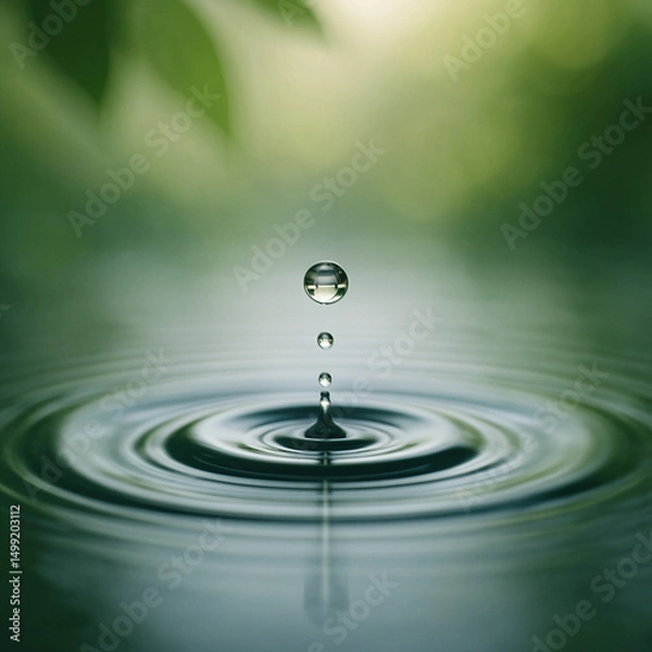 Fototapeta Drop of water is falling into a large body of water