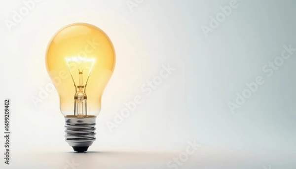 Obraz Single lightbulb against pure white background, object, future