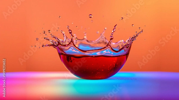 Fototapeta Vibrant red liquid splash forming a crown shape, dynamic and colorful.