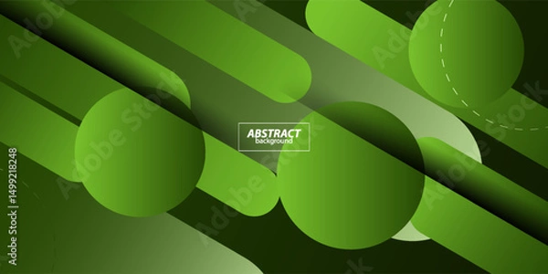 Obraz Abstract green dynamic gradient background with 3D look and simple circle pattern. Rounded rectangle elements. Vector Eps10