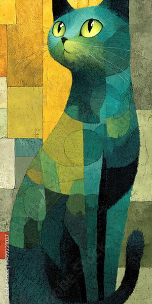 Obraz Harmony of shapes and hues in a feline portrait.