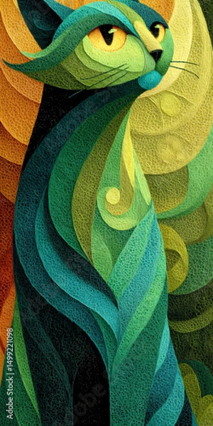 Obraz Stylized cat in layers of vivid colors.