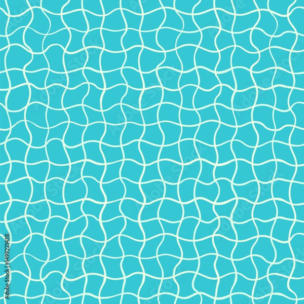 Fototapeta Blue vector plaid seamless pattern, abstract wavy check background for sea themed summer graphic design
