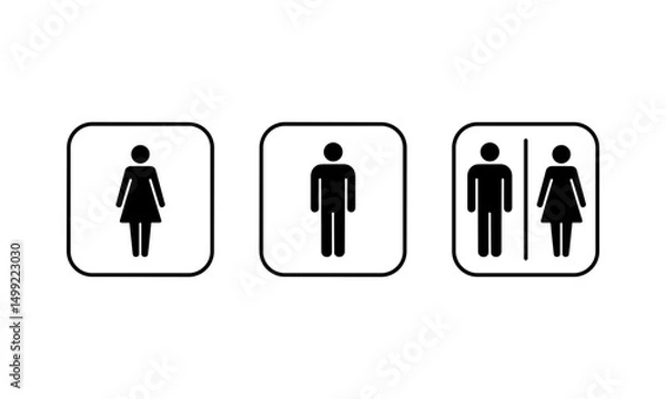 Obraz Minimalist Restroom Icons Vector Male Female and Unisex Symbols