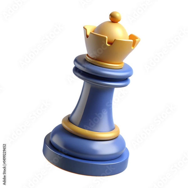 Obraz colorful king chess piece 3d icon illustration, transparent background