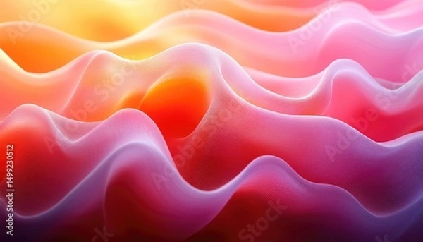 Obraz Abstract waves in orange, pink, and purple, creating a soft, flowing texture. Use for a modern background, wallpaper, or to add visual interest.