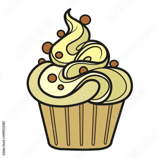 Obraz Cupcake with lots of whipped cream on a white background