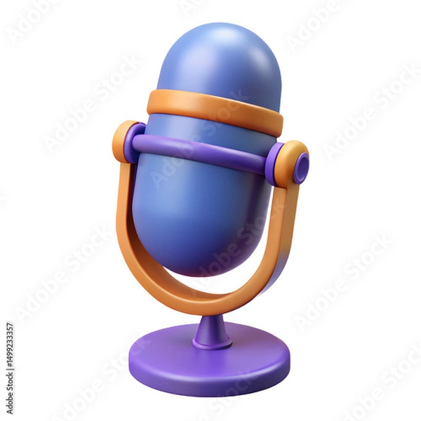 Obraz podcast microphone 3d icon illustration, transparent background