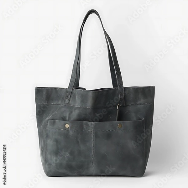Fototapeta Elegant dark grey leather tote bag, a symbol of style and organization