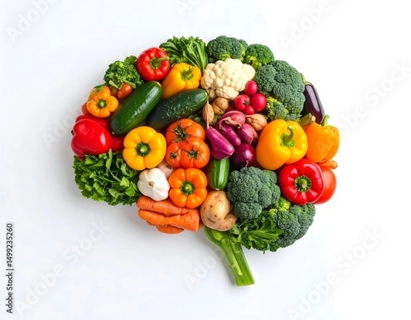 Fototapeta Healthy concept image made of fresh produce on white backdrop. The image is promoting wellness and nutrition