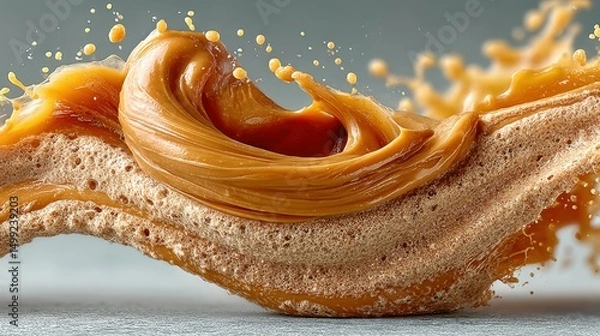 Fototapeta Delicious Caramel Sauce Splashing Dynamically