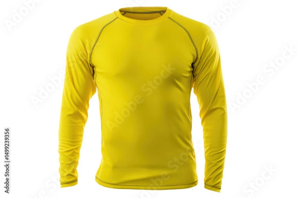 Obraz Bright Yellow Long Sleeve Compression Shirt on a Transparent Background Vector for Sports and Activewear Mockups