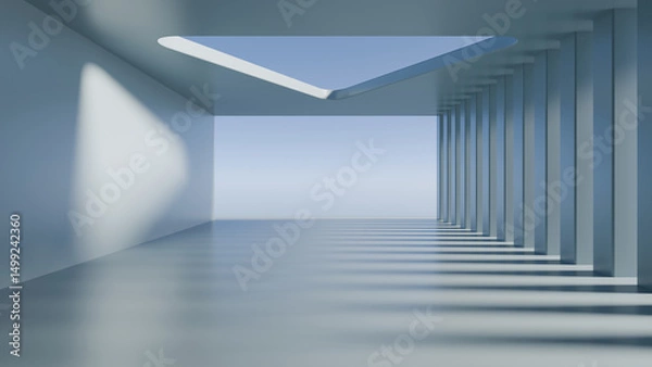 Obraz Abstract white background of natural architecture stone texture background. 3d render of abstract futuristic architecture with empty floor. minimal exterior, product background. 3d rendering