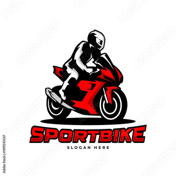 Fototapeta sportbike with rider logo design illustration