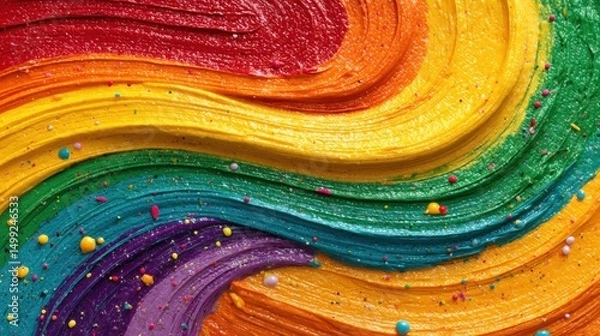 Fototapeta An abstract artwork representing Pride, with flowing, vibrant rainbow colors blending into each other like waves of emotion. 