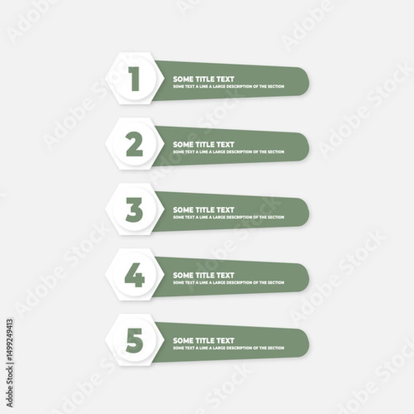 Obraz gray green vector info gf template simple design with text number and description of sections