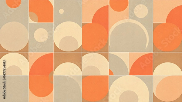 Fototapeta Seamless mid-century modern pattern with abstract geometric shapes. Clean minimal style, smooth edges playful and balanced composition.