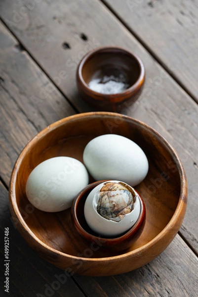Fototapeta a bowl of duck egg; a delicacy food among Filipinos